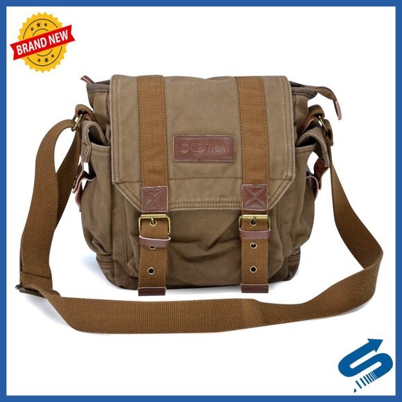 Canvas Messenger Bag Vintage Minimalist Crossbody Satchel Daily Commuter